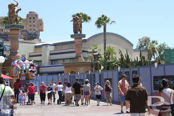 To the left the walls have been pushed out and extended all the way to the Disney Junior entrance while they work on the Red Car track in that area.