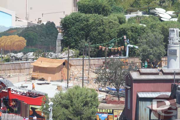 The shack/building in Maters is moving along and they have started to install some of the light poles.