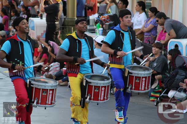 Found out the drum line is doing a set daily at noon in front of Small World (that was before I arrived.. so I have no pictures or video).