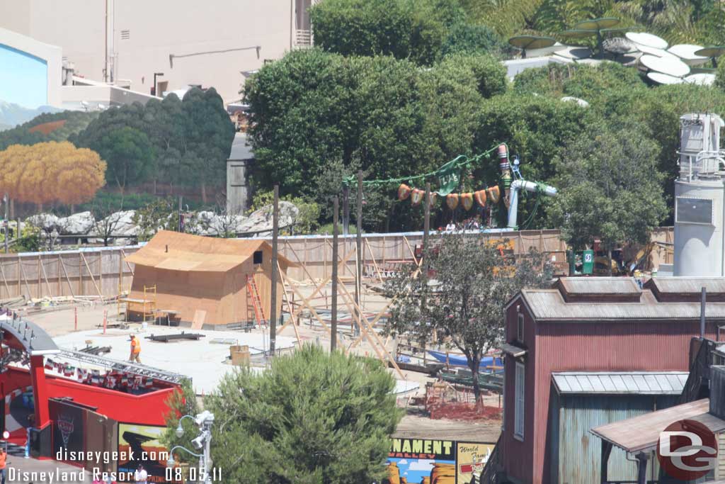 The shack/building in Maters is moving along and they have started to install some of the light poles.