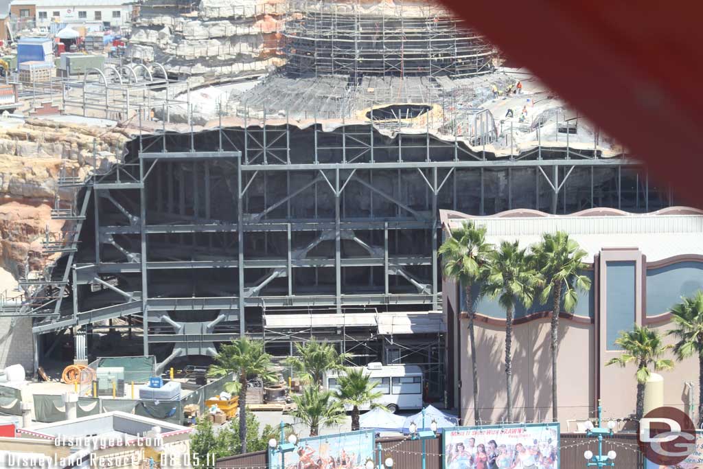 Scaffolding is going up along the back side of the mountain range.  So guess they are starting to work on this side.