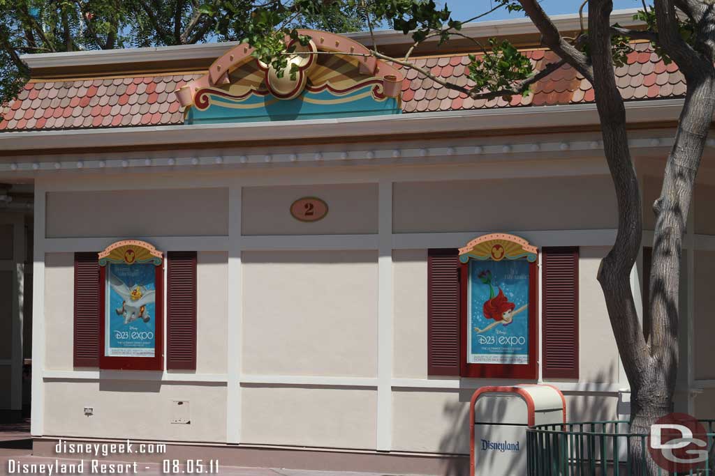 All the ticket booth posters were for the D23 Expo.