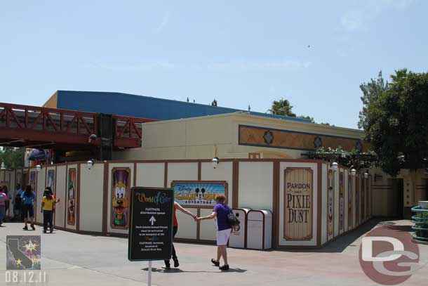 Had a question last week.  The walls come out right in front of the building (old stroller rental area).