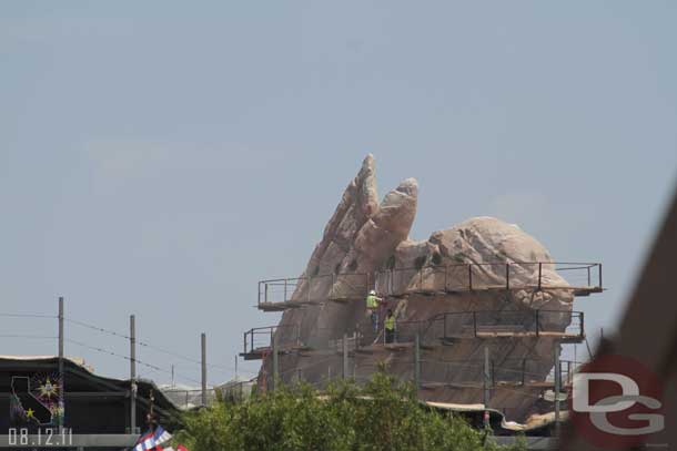 More scaffolding coming down on the tail fins over at Cars Land.