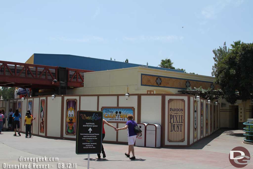 Had a question last week.  The walls come out right in front of the building (old stroller rental area).