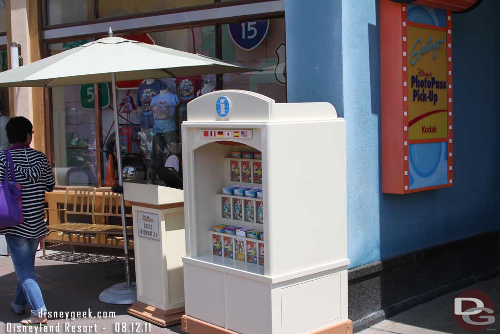 Noticed the small guest information stand is on the other side of the street, it was probably there last week I just did not notice it.