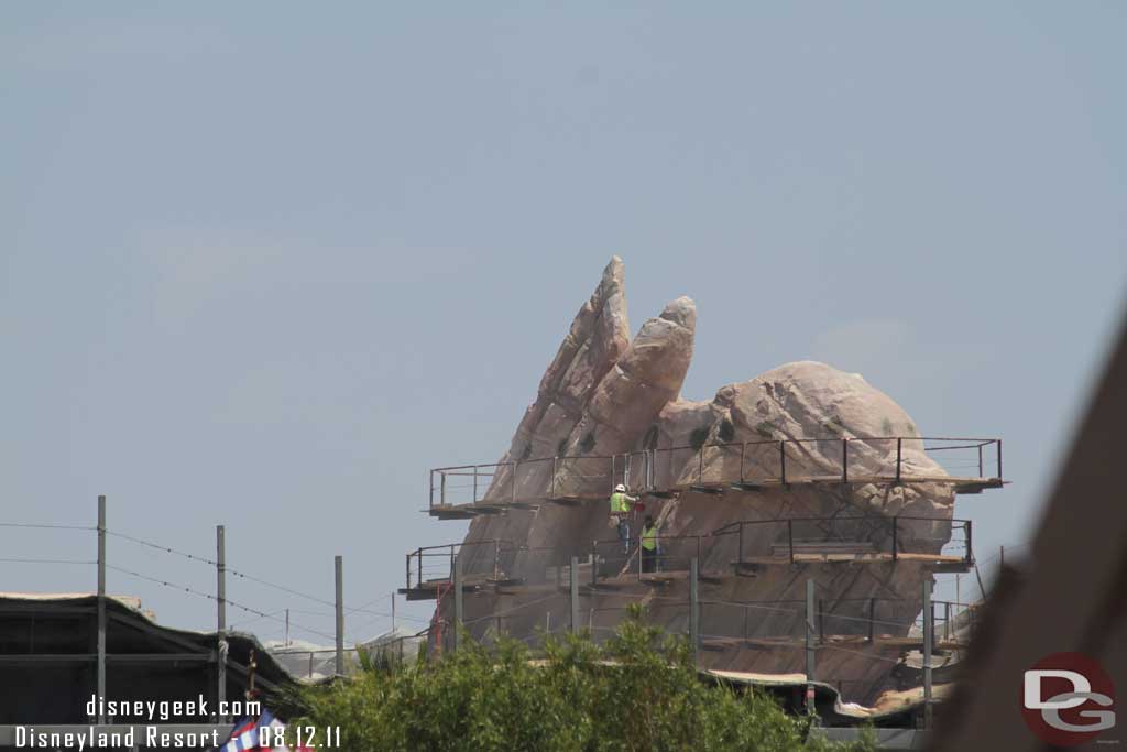 More scaffolding coming down on the tail fins over at Cars Land.