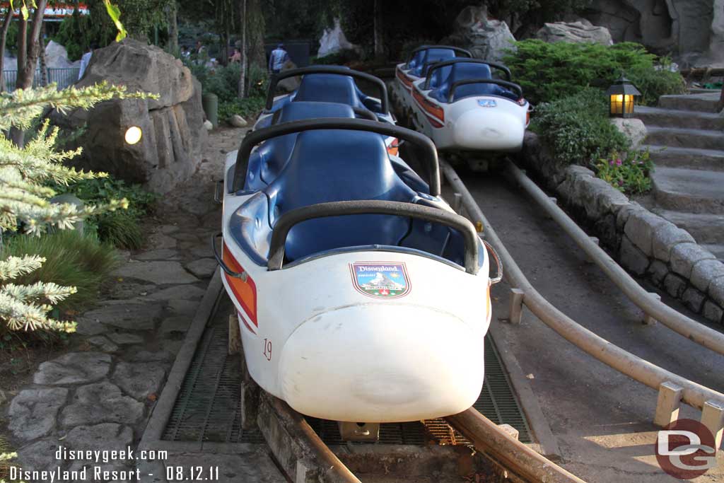 The Matterhorn is still down as they work on the track.  Guessing the new cars are not coming this round since the old ones are still on the track.