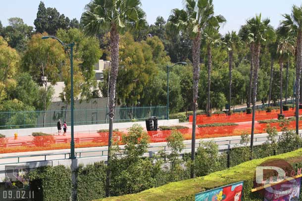 There were barriers, speakers, and other equipment set up for the 5K and half marathon runs this weekend.