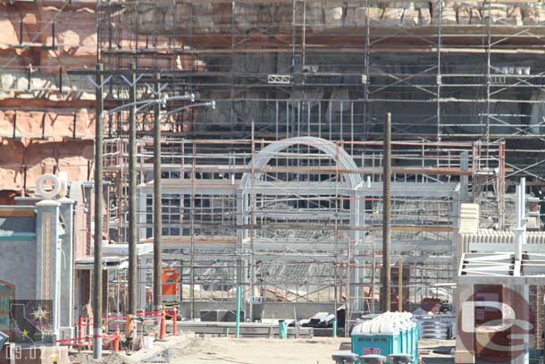 Telephone poles are going in and scaffolding is up around the Court House.