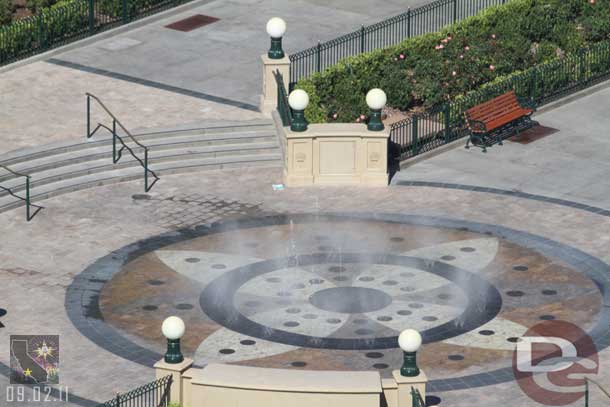 The fountain was going this afternoon but no one in it.