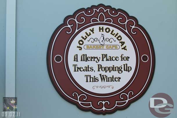 Speaking of walls the ones for the Jolly Holiday Bakery now have signs on them.