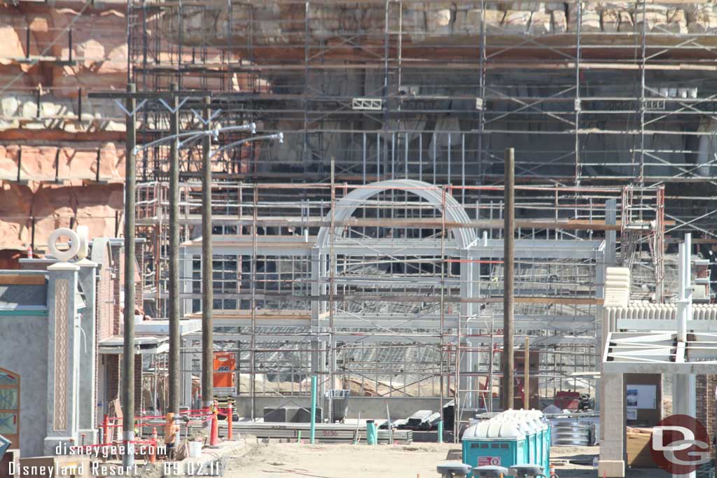 Telephone poles are going in and scaffolding is up around the Court House.