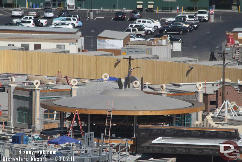 The wall around the Flying Tires is up.  On the wall are a couple of speakers