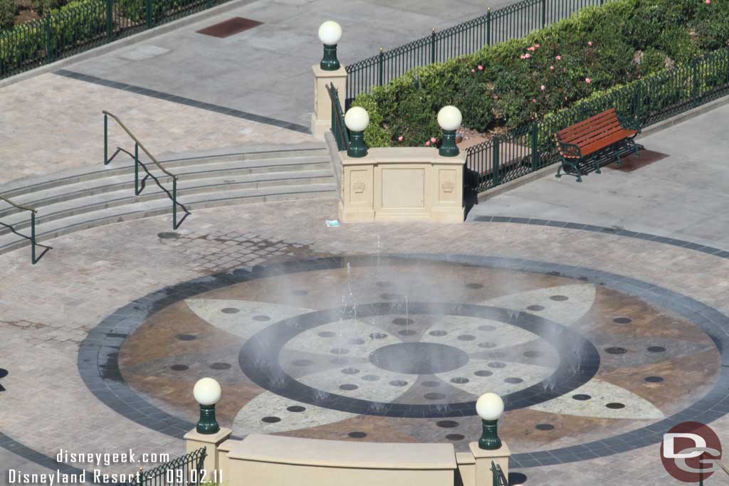 The fountain was going this afternoon but no one in it.