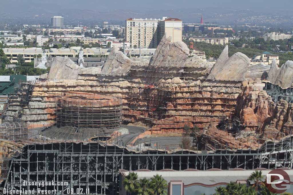 Back to the Racers. No signs of ride testing this evening.  Guessing that is being done inside right now since they are still finishing up rockwork along the track.