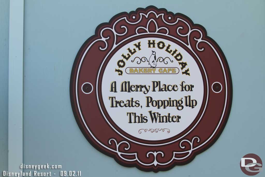 Speaking of walls the ones for the Jolly Holiday Bakery now have signs on them.