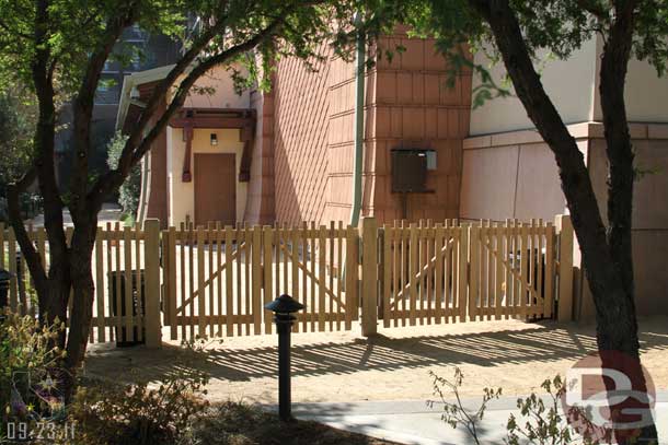 The fences on the small path by the Grand CA stood out to me.  Guessing they redid these when they decided to use it as the stroller drop off area.