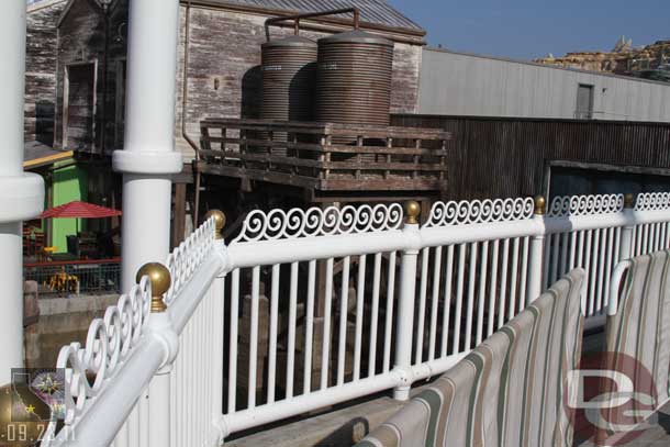 The new tops to the railings along the Pier are moving along.  The white ones have been painted now.