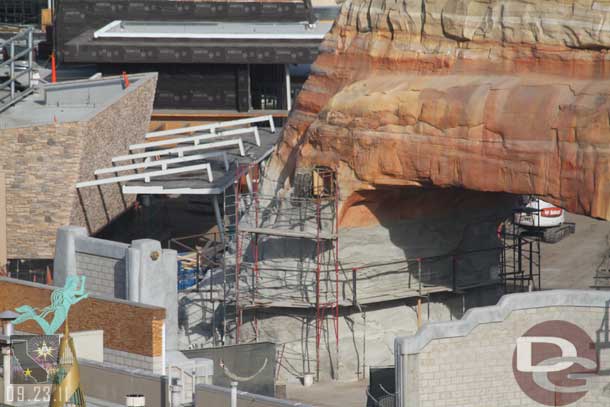 Looks like the concrete work is just about done and ready for paint on the archway leading from the Wharf to Cars Land.