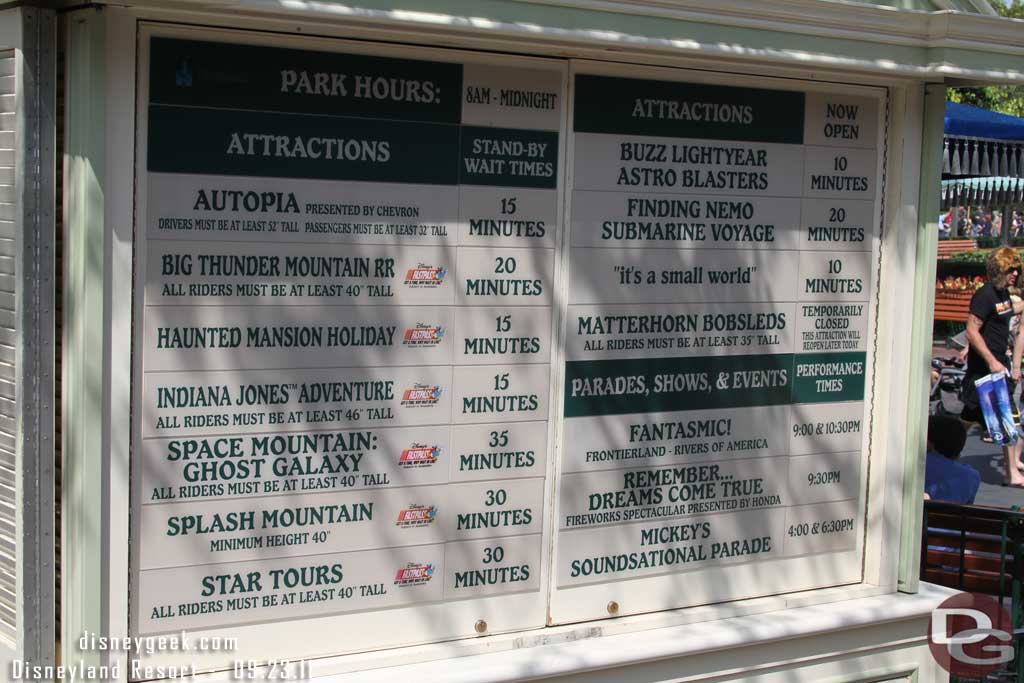 The wait times around 1:20pm