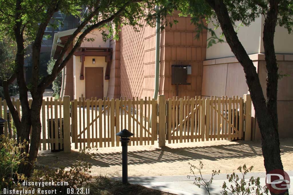 The fences on the small path by the Grand CA stood out to me.  Guessing they redid these when they decided to use it as the stroller drop off area.