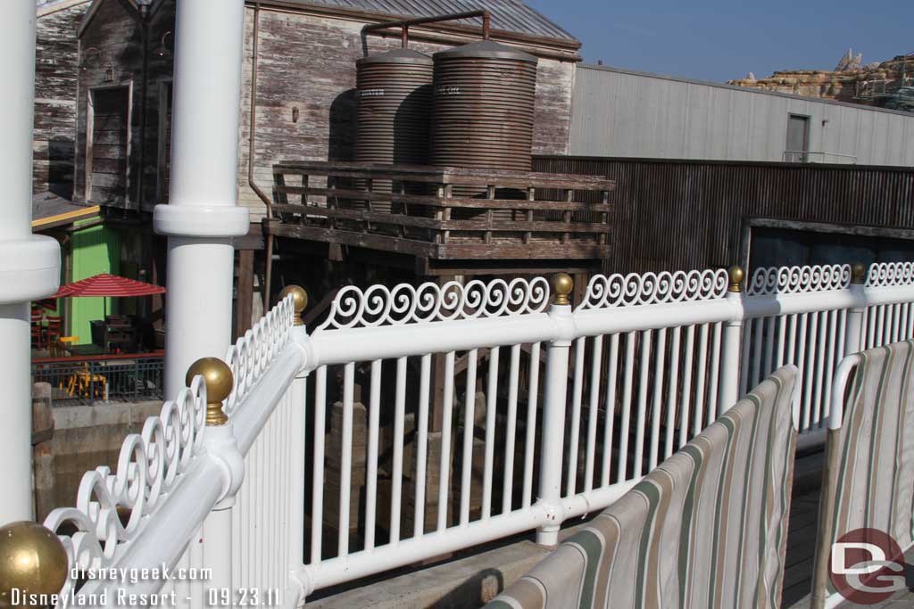 The new tops to the railings along the Pier are moving along.  The white ones have been painted now.