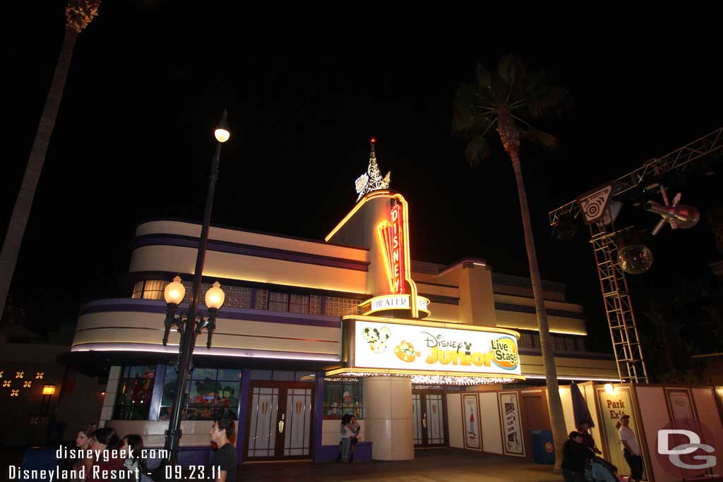 The sign at the Disney Theater was all lit up, usually with ElecTRONica I do not get to see this.