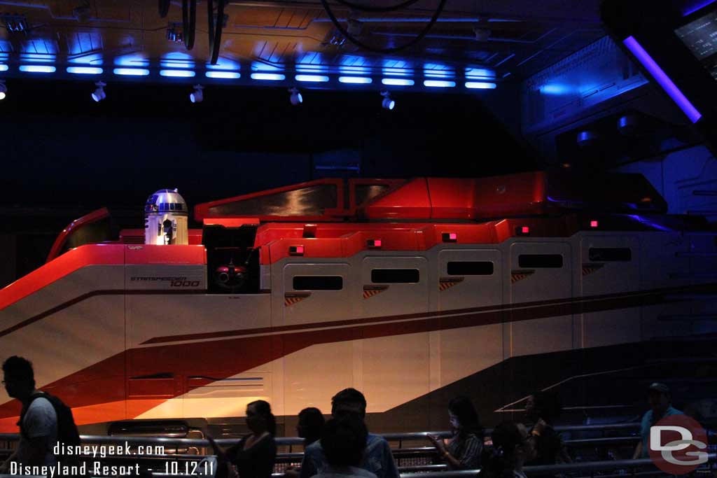 Star Tours was a minimal wait all evening, with a small crowd and no Fastpass the line moved nicely.