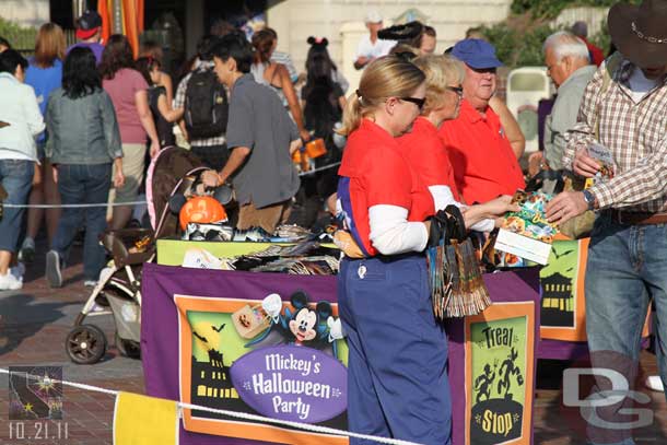 The trick or treat bag distribution after they received their wristbands