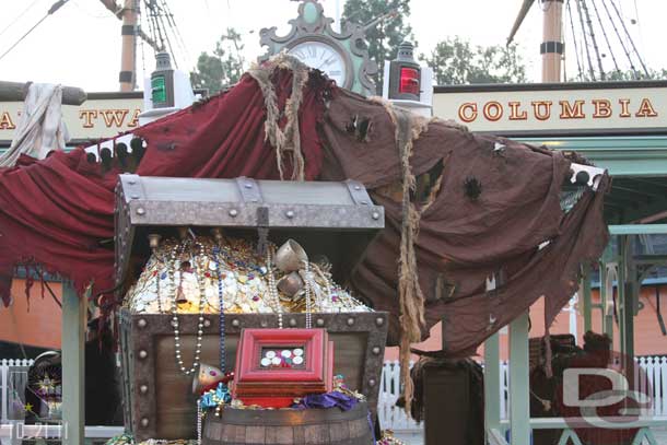 Pirate props set up around the Columbia