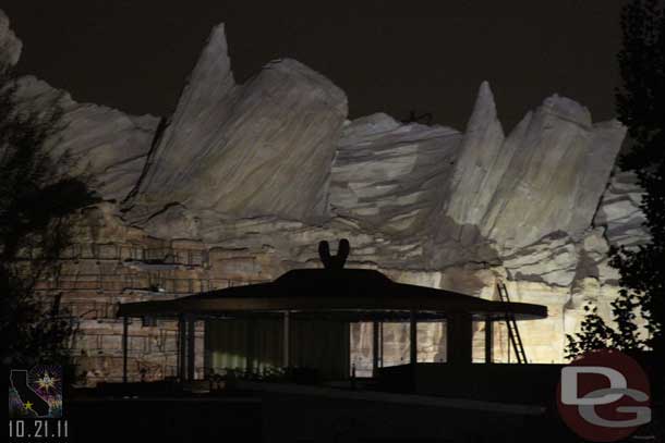 Work lights on in Cars Land.