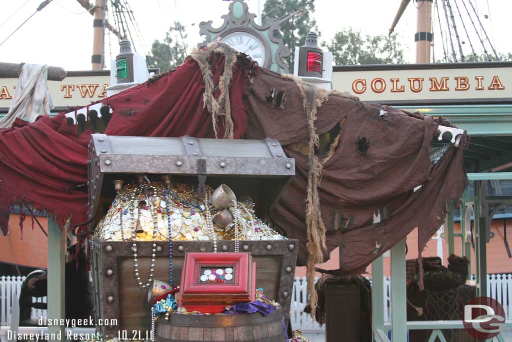 Pirate props set up around the Columbia