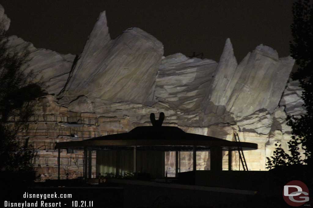 Work lights on in Cars Land.