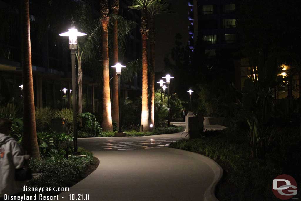 A couple shots of the Disneyland Hotel recently opened areas after dark.