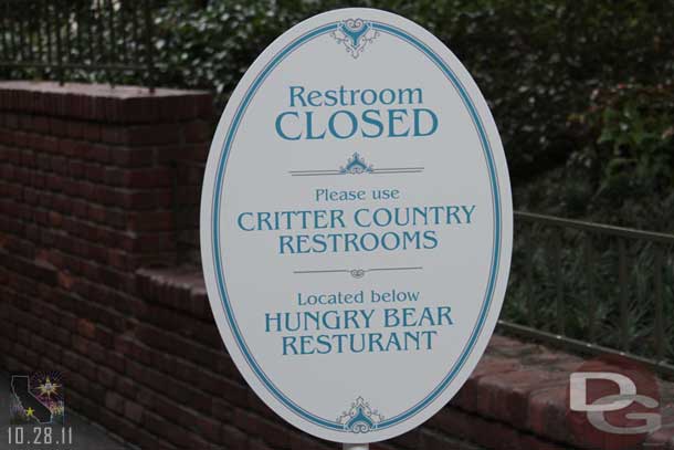 The restrooms are closed for some work.