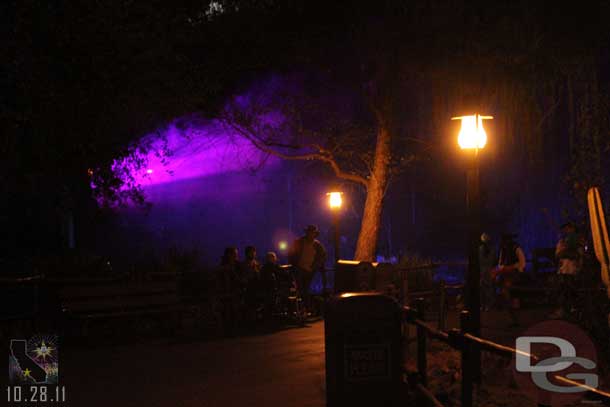 Heading up the Big Thunder Trial with its Halloween party lighting and fog on.