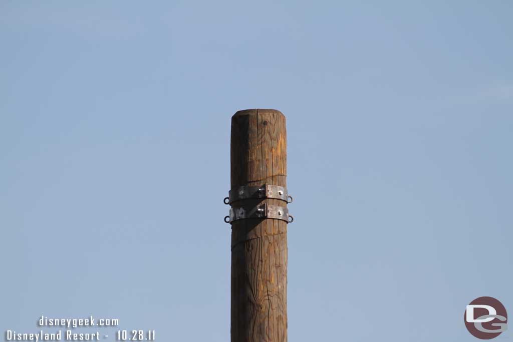 The poles around Maters are being prepped for the lights.