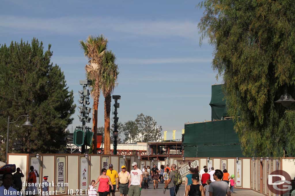 Looking down the parade route.