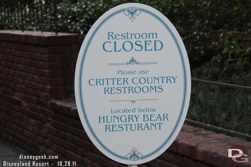 The restrooms are closed for some work.