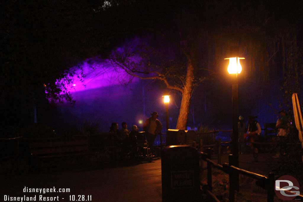 Heading up the Big Thunder Trial with its Halloween party lighting and fog on.