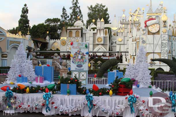 Out to Small World for the lighting ceremony.  A small stage was set up for the event.