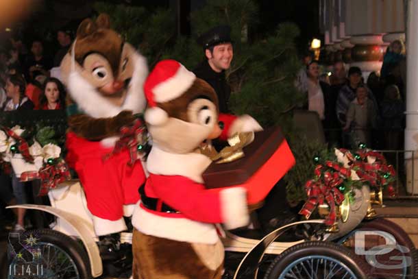 Chip and Dale rode in with a special present.