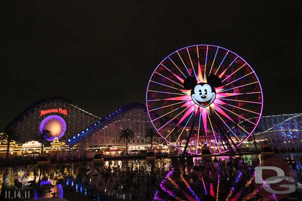 Waiting for World of Color.  I was in the red section down by the waterline (2 or 3 people back)