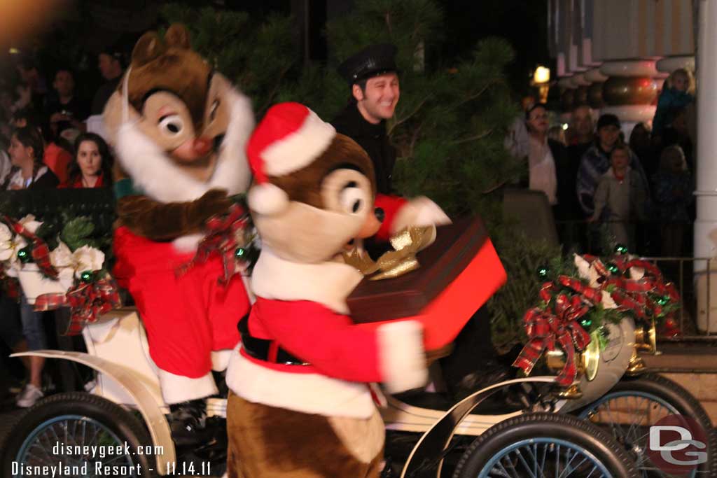 Chip and Dale rode in with a special present.