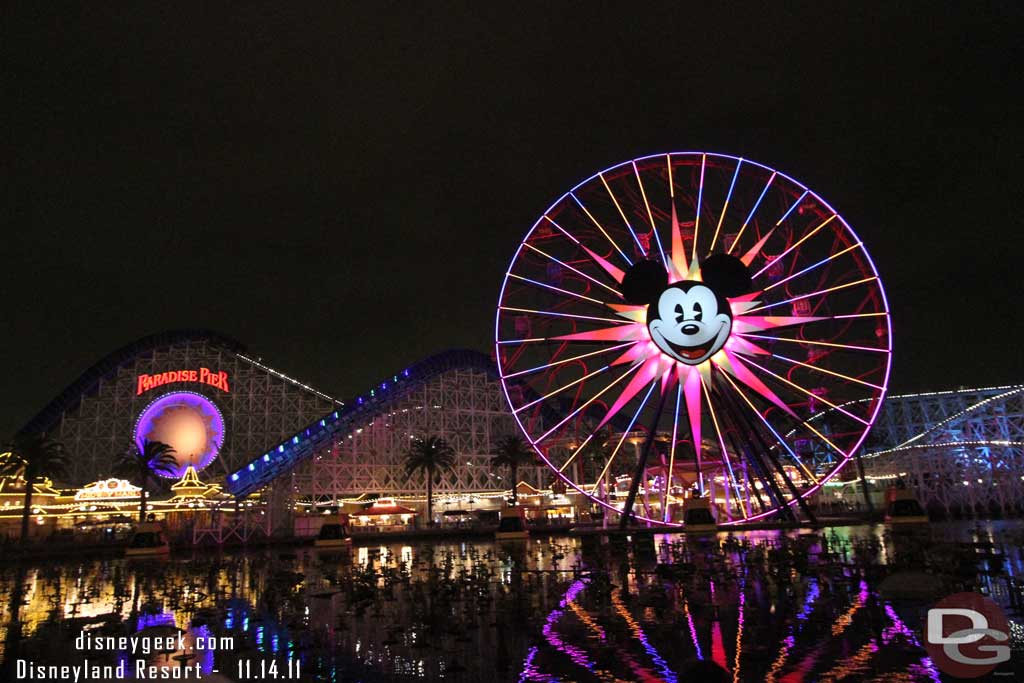 Waiting for World of Color.  I was in the red section down by the waterline (2 or 3 people back)