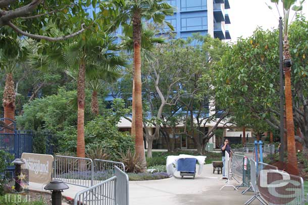 Looking down the walkway toward the Frontier Tower