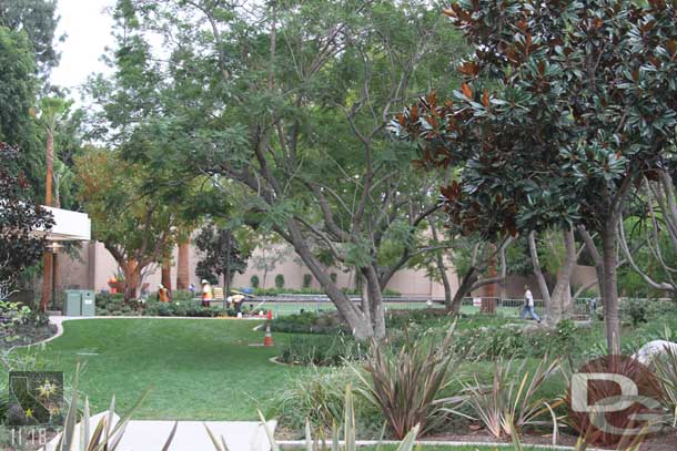 Looking through the gardens.