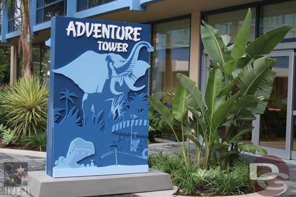 The Adventure Tower sign appears to be done.