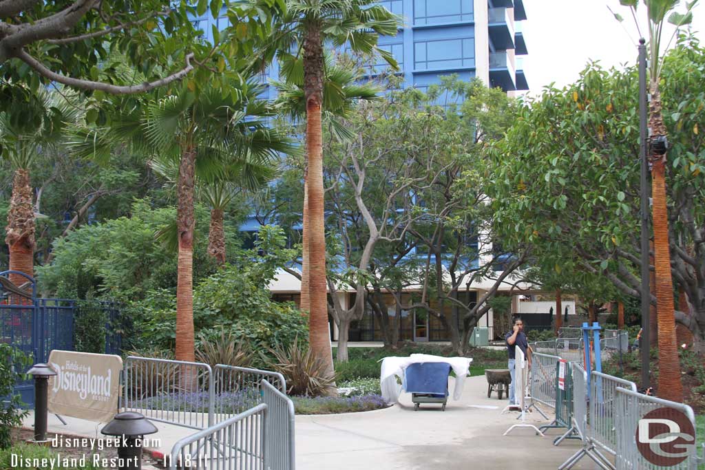 Looking down the walkway toward the Frontier Tower